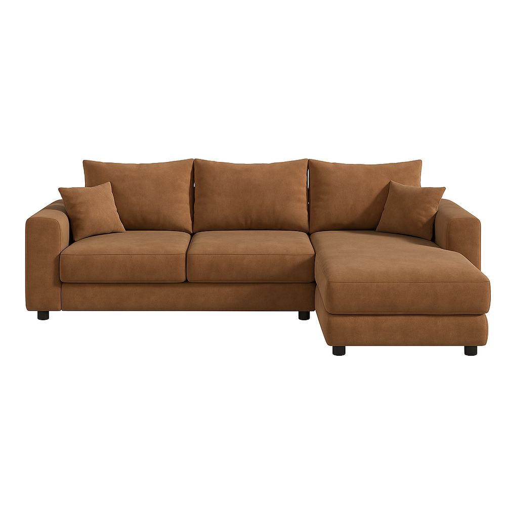 Sofá Esquinero Moderno de Tela, Sofa Chaise Lounge, Color Marrón, Comodidad y Estilo para Salón