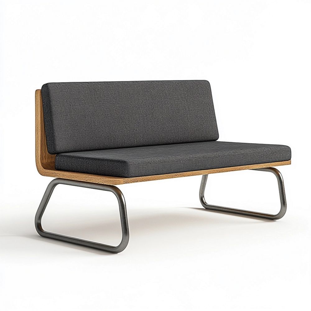 Sofá de Dos Plazas Gris Salón Contemporáneo 160 cm Minimalista Madera/Metal