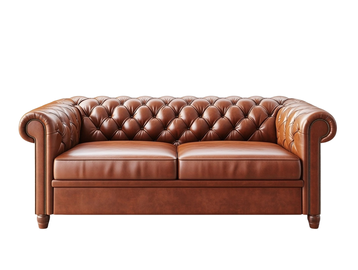 Sofá de dos plazas cuero marrón capitoné 150x85x75 cm