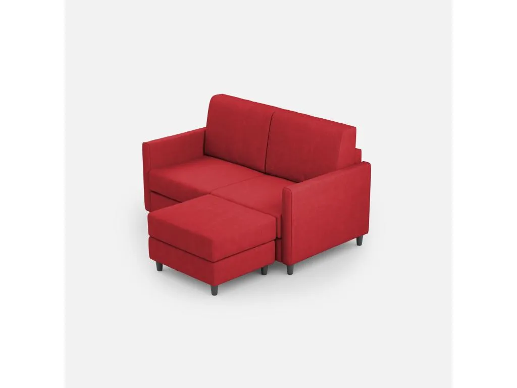 Sofá Lluesmamuebles 2 plazas (dos plazas de 60 cm) puf dimensiones exteriores L.138 P.155 color rojo