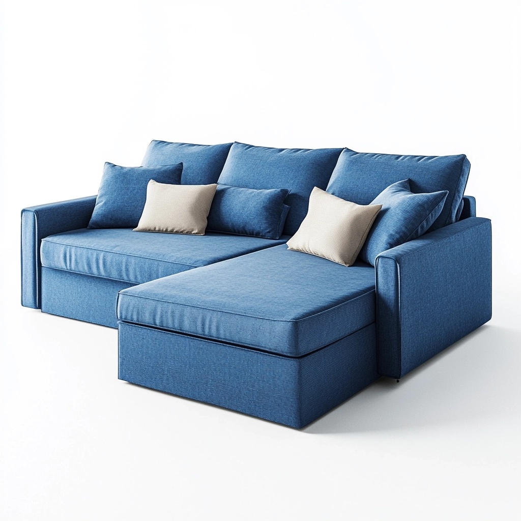 Sofá cama chaise longue de tela azul para sala de estar moderno y confortable