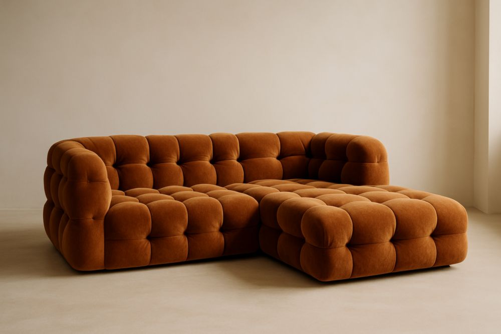230x145x75 cm sofá seccional modular tapizado en terciopelo con chaise longue