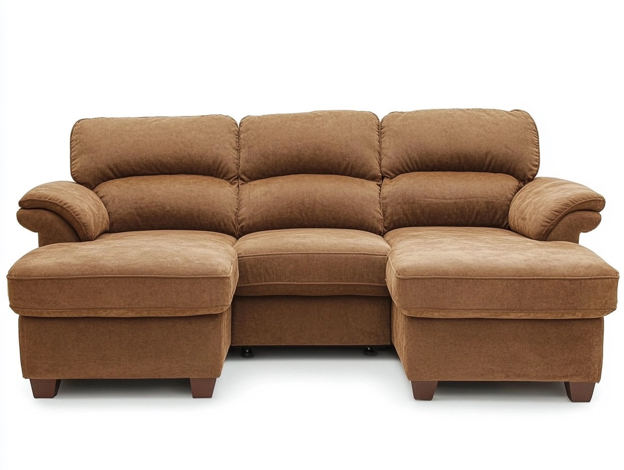 Sofá seccional marrón claro de tela suave estilo moderno con chaise longue para sala de estar 270x170x90cm cómodo y amplio VA2979582