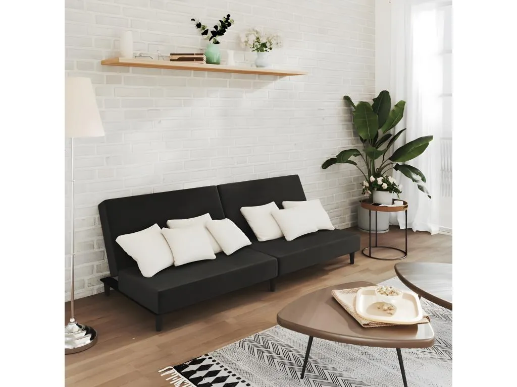 Sofá cama de 2 plazas terciopelo negro