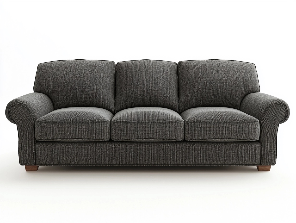 Sofá de tres plazas de tela gris oscuro para salón estilo moderno 210x90x88cm estructura de madera ideal para descanso y reuniones familiares fa5653795