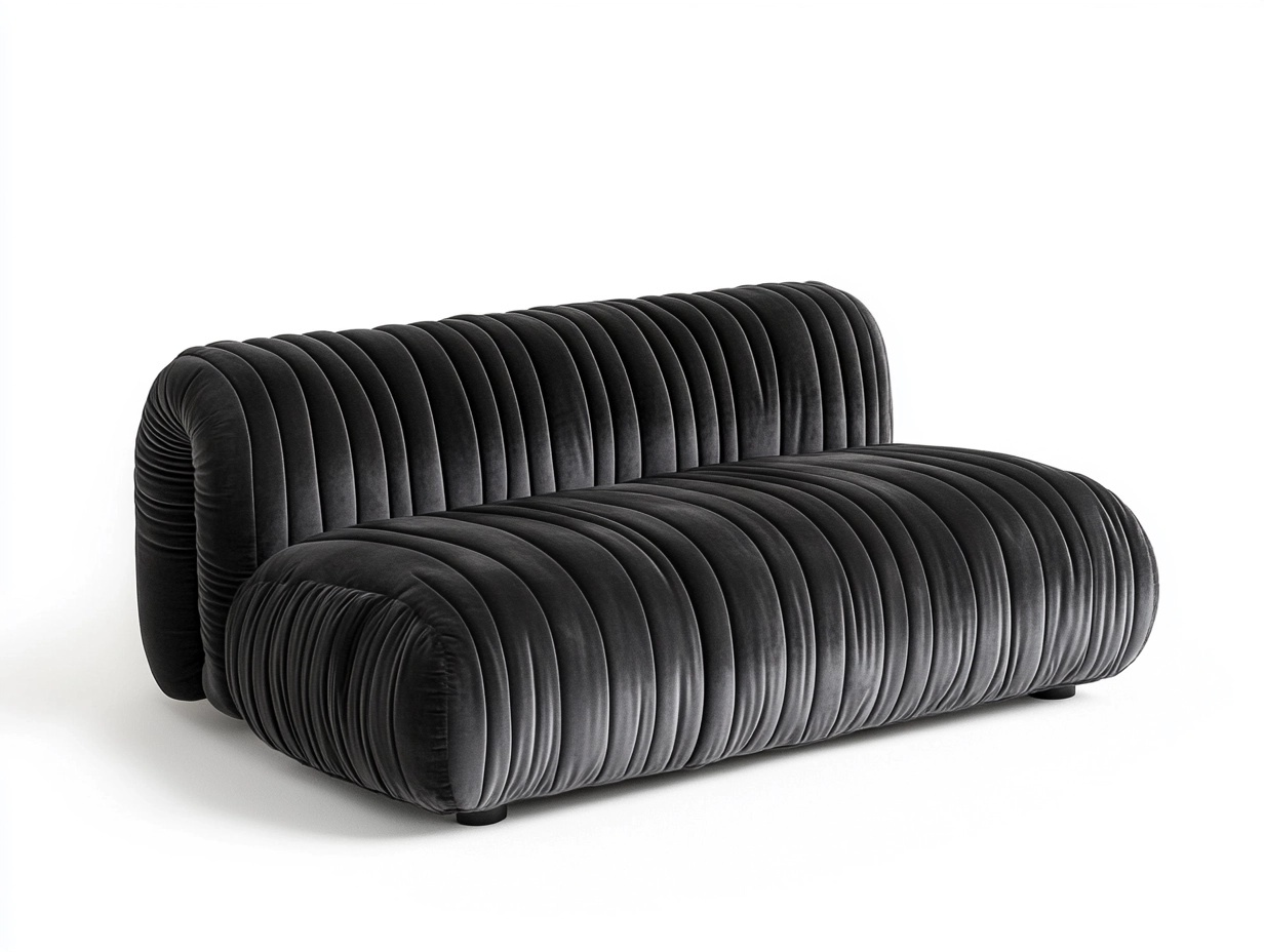 Sofá moderno de terciopelo negro de 2 plazas para sala de estar diseño contemporáneo 160x90x75cm