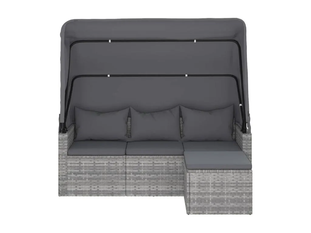 Sofá de jardín de 3 plazas con techo y reposapiés Gris 75907yuoe