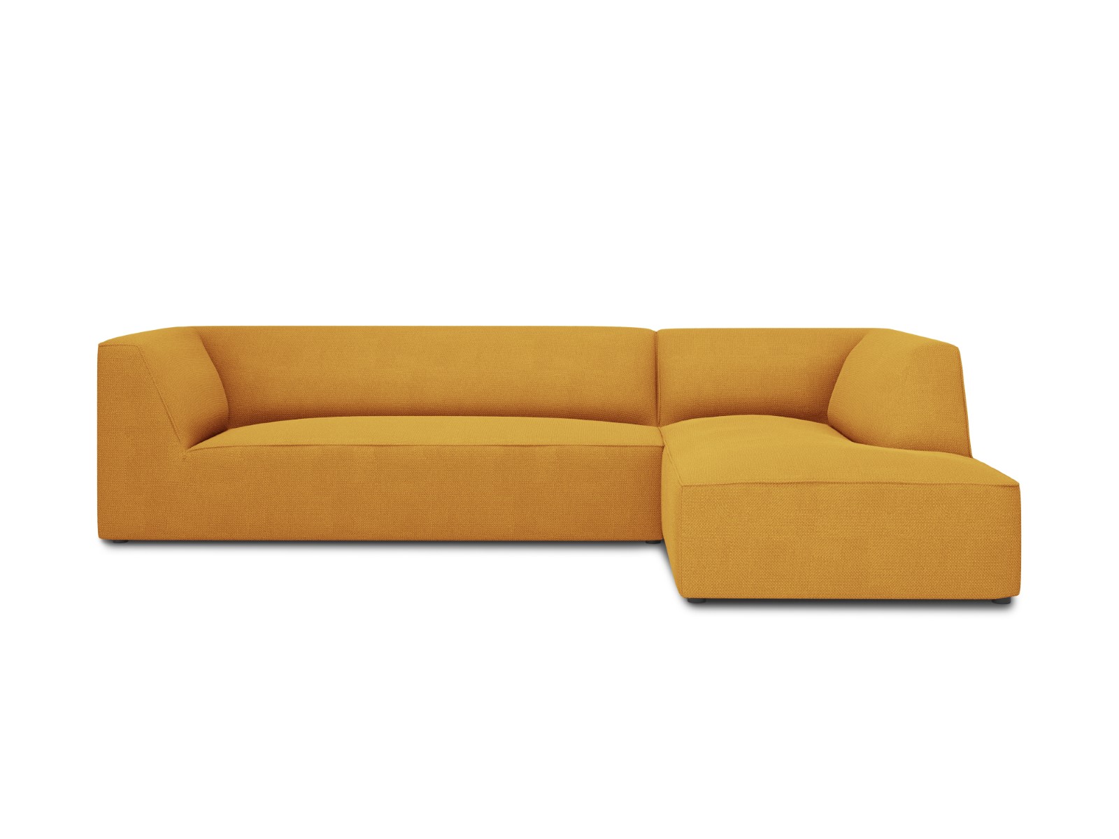 Sofá chaise longue derecho de 4 plazas en tela estructurada amarilla vf7418l1