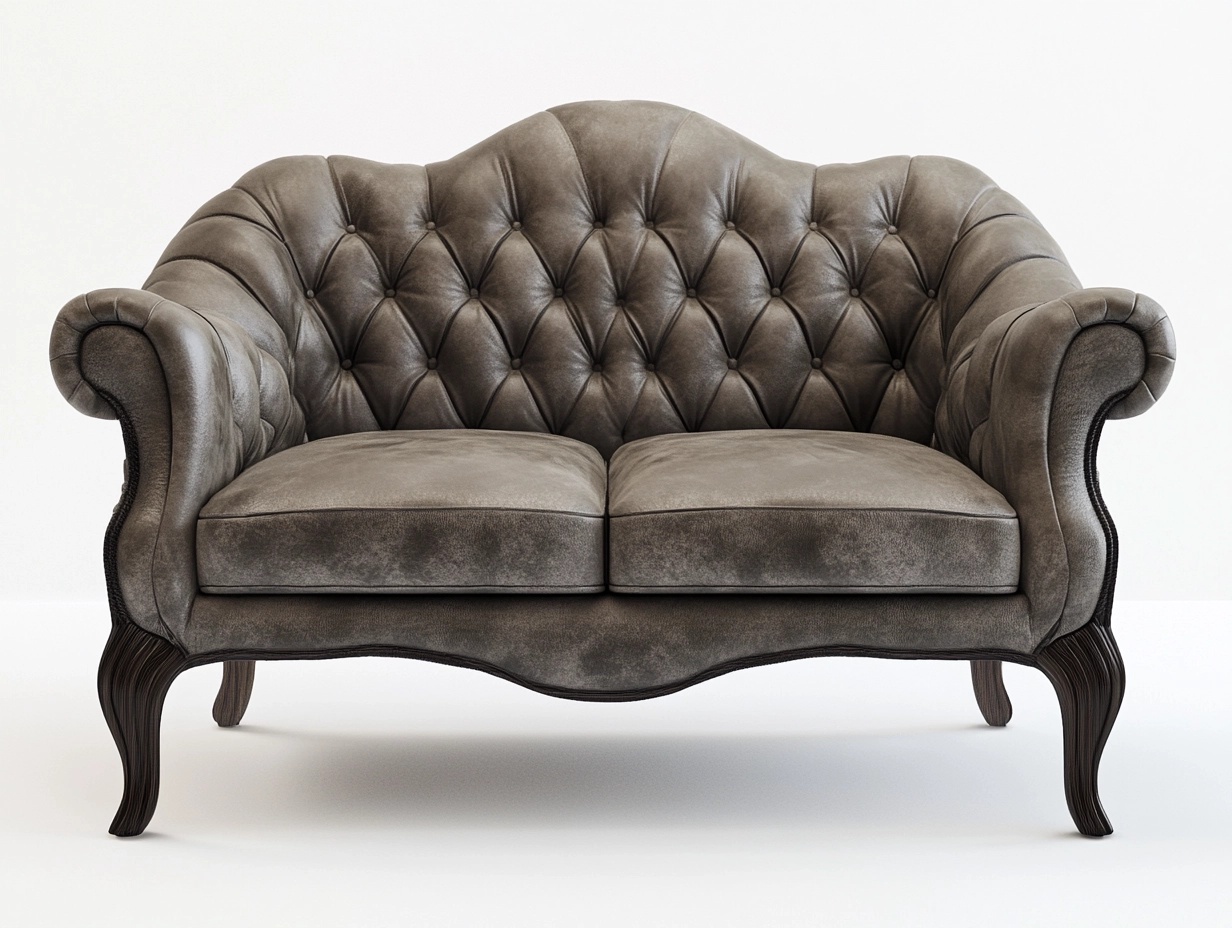 Sofá clásico de dos plazas 150x90cm para sala tapizado en terciopelo gris estructura de madera estilo vintage kj4553140