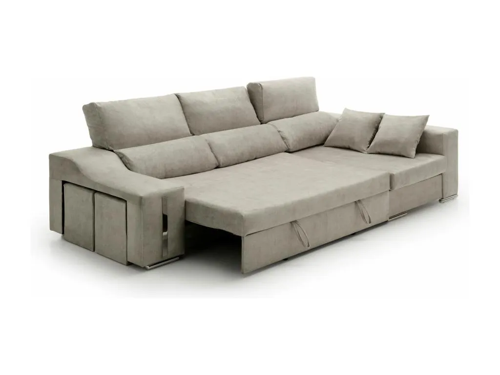 Sofa Chaise Longue Cama con Arcón y Boverdeco Gris Derecha
