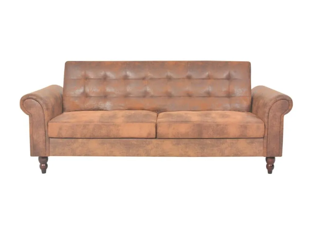 Sofá convertible 2 plazas reposabrazos Vivircalido artificial marrón vnrp86070