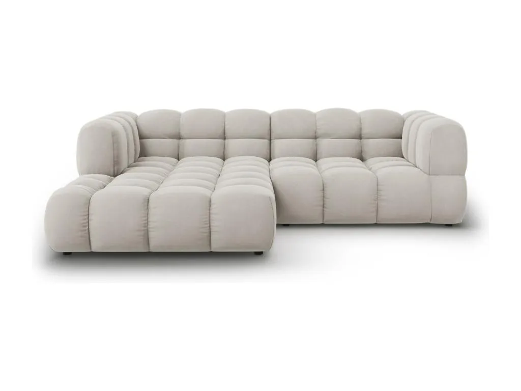 Casabellaes - Sofá esquinero modular izquierdo Sky 3 plazas de terciopelo beige claro - 244x162x75cm 84924MXXC