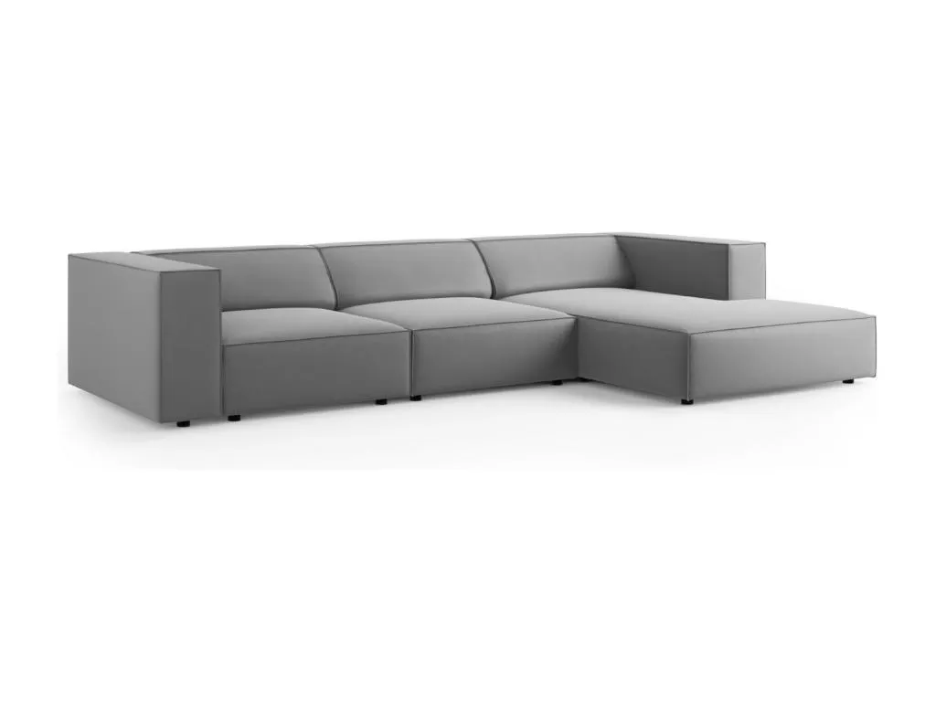 Boverdeco - Sofá esquinero derecho Boverdeco 4 plazas de terciopelo gris claro - 284x166x70cm