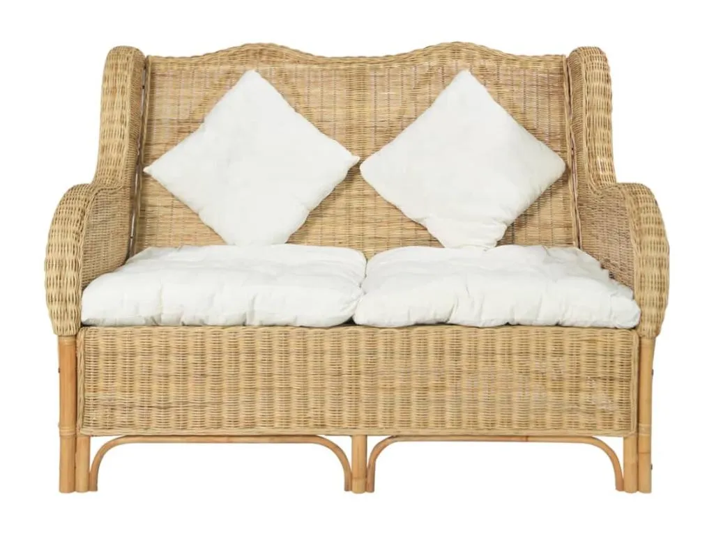 Sofá de 2 plazas de ratán natural y Hogarmini 11711sfov