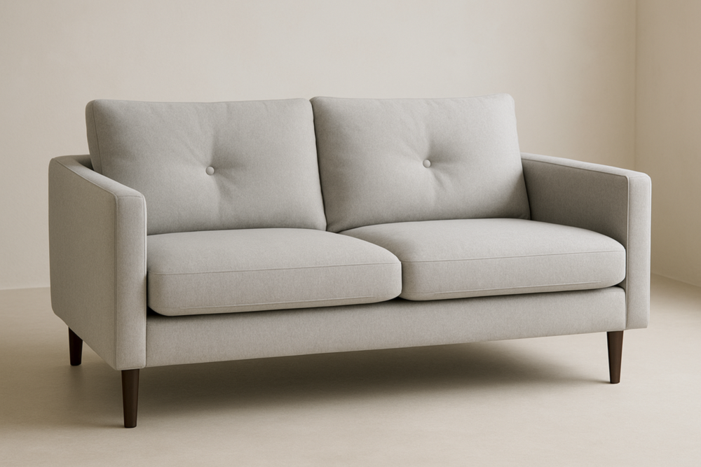 Sofá de 2 Plazas Gris Claro 150x85x85 cm, Asiento y Respaldo Fijos, Altura de Asiento 45 cm