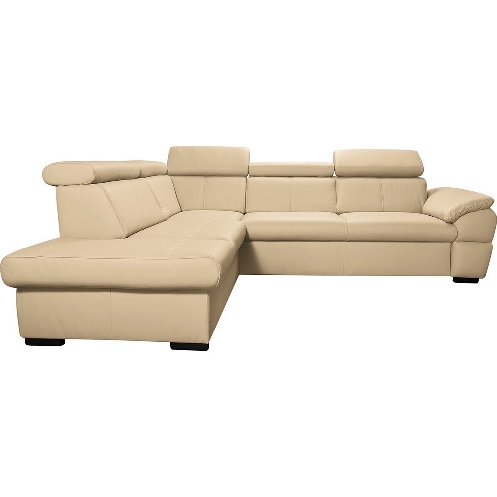 Sofá esquinero izquierdo de cuero 5 plazas beige ib6464w1
