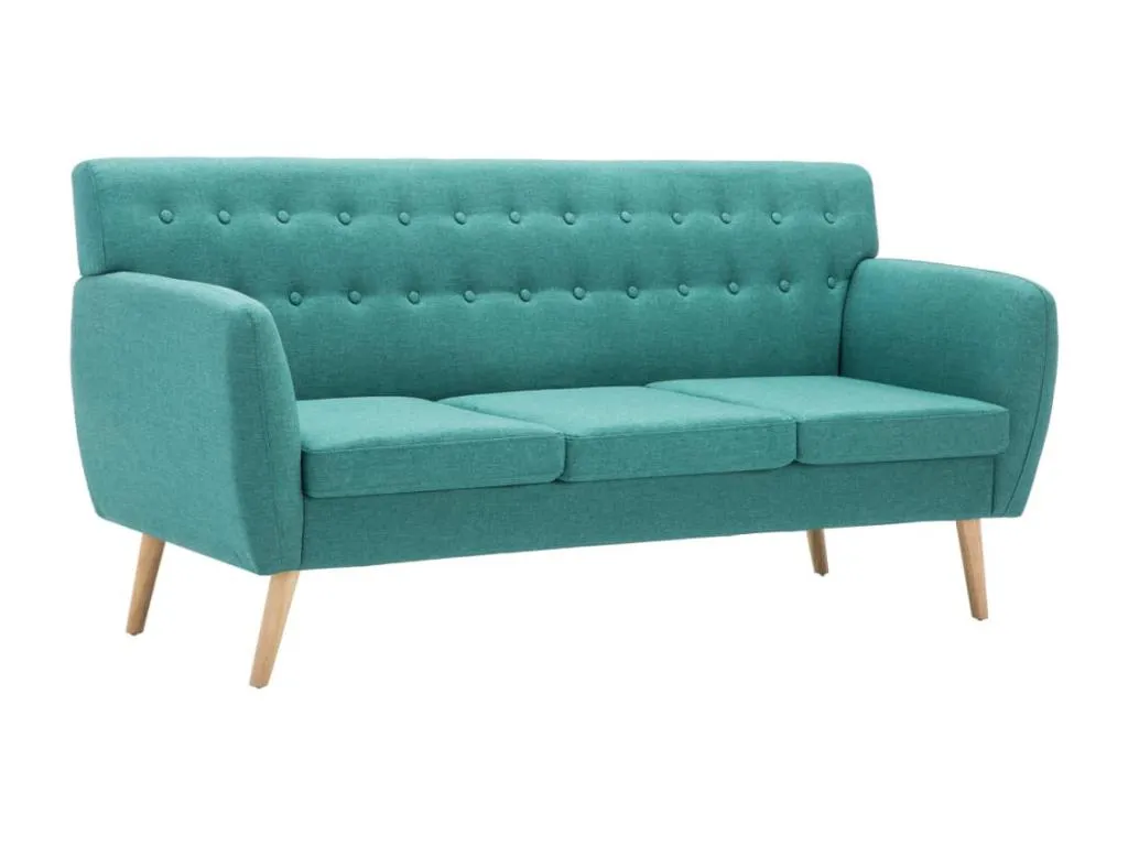 Sofá de 3 plazas tapizado de tela verde 172x70x82 cm
