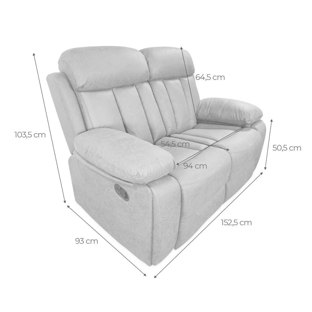 Sofá 2 plazas relax reclinable manual beige Homey