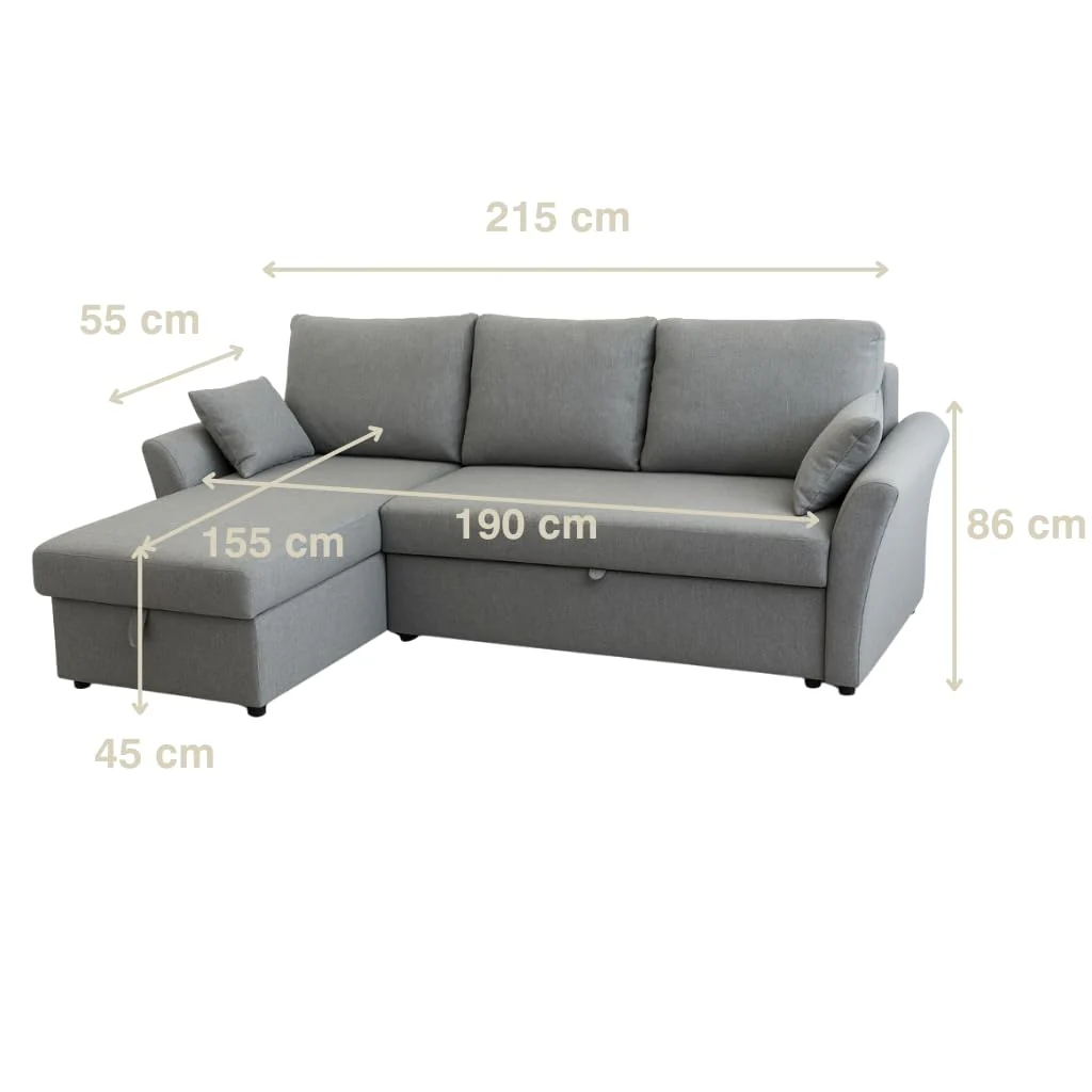 Sofá cama 3 plazas chaise longue reversible verde