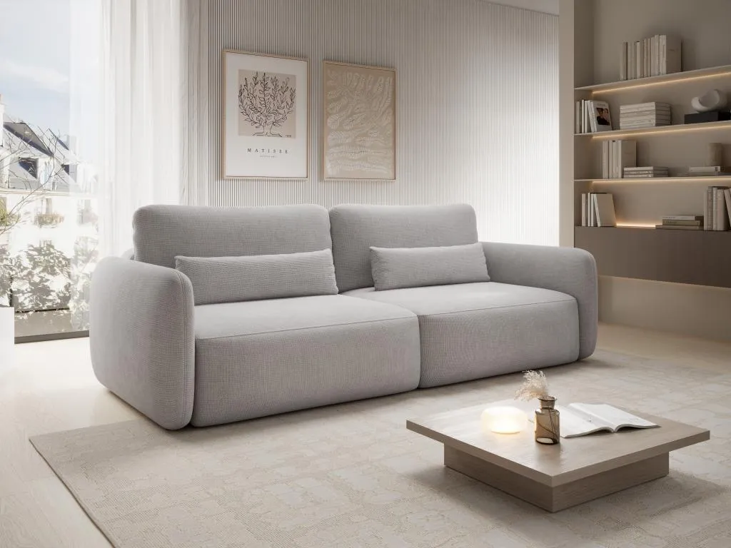 Sofá de 3 plazas de tela texturizada gris claro Lluesmamuebles