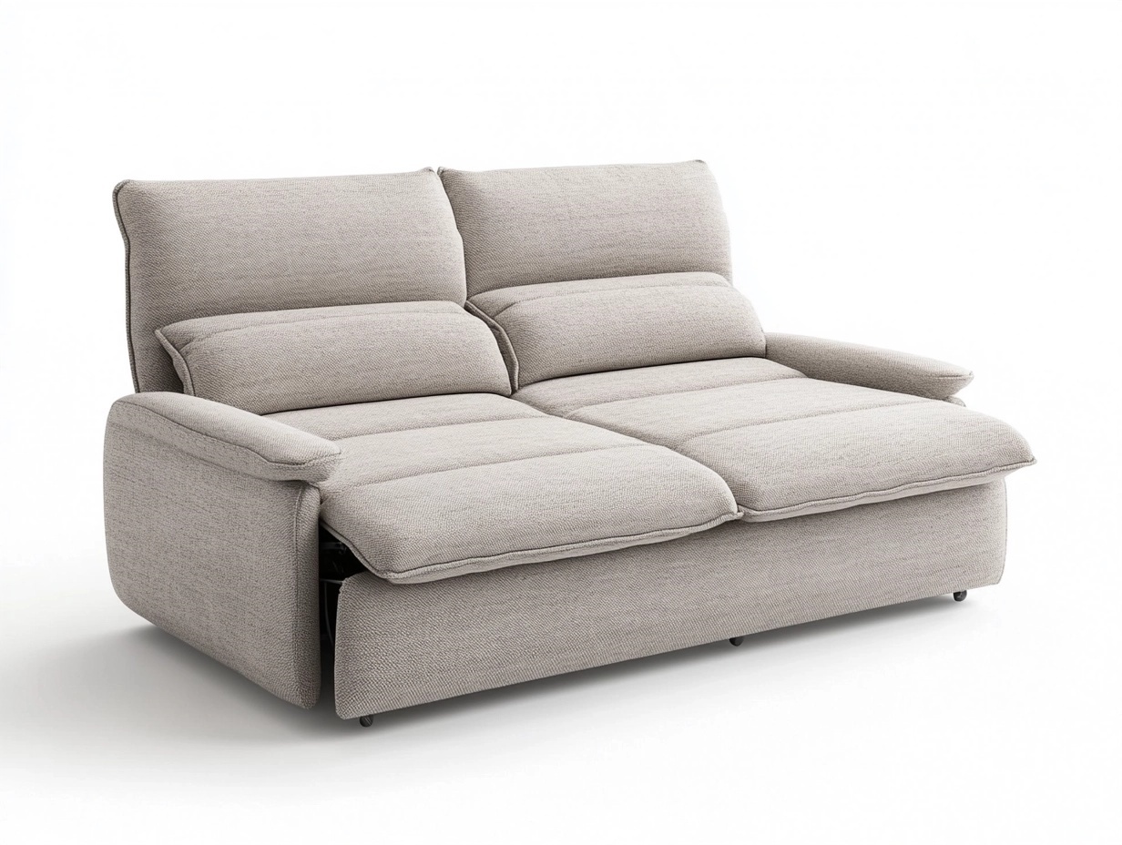 Sofá reclinable tapizado de 2 plazas con respaldos altos y reposapiés extensible, 200x95x100 cm