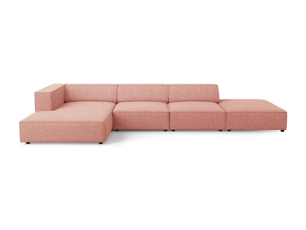 Sofá esquinero izquierdo Biocasahogar de 5 plazas en tejido chenilla rosa - 341x166x70 cm QG2973111