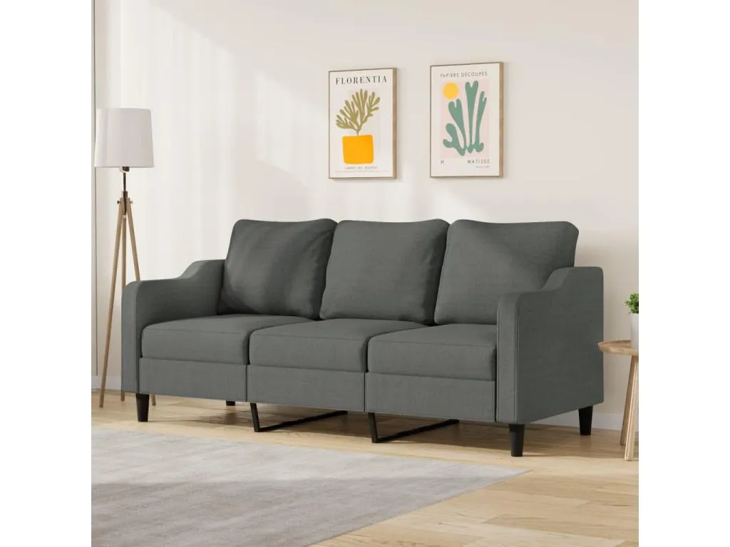 Sofá de 3 plazas de tela gris oscuro 180 cm 67764NMQU