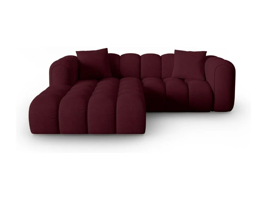 Decocasaes - Sofá esquinero modular izquierdo Decocasaes 3 plazas de tejido estructural granate - 187x190x70cm 32133ptpc