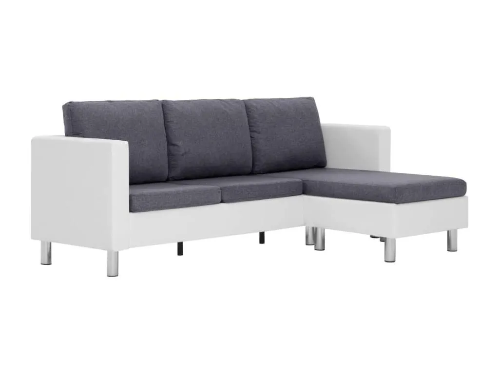 Sofá de 3 plazas con cojines cuero sintético blanco CMKI63549