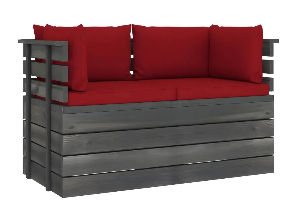 Sofá palet de jardín 2 plazas con cojines Alkifurniturees AENB72043