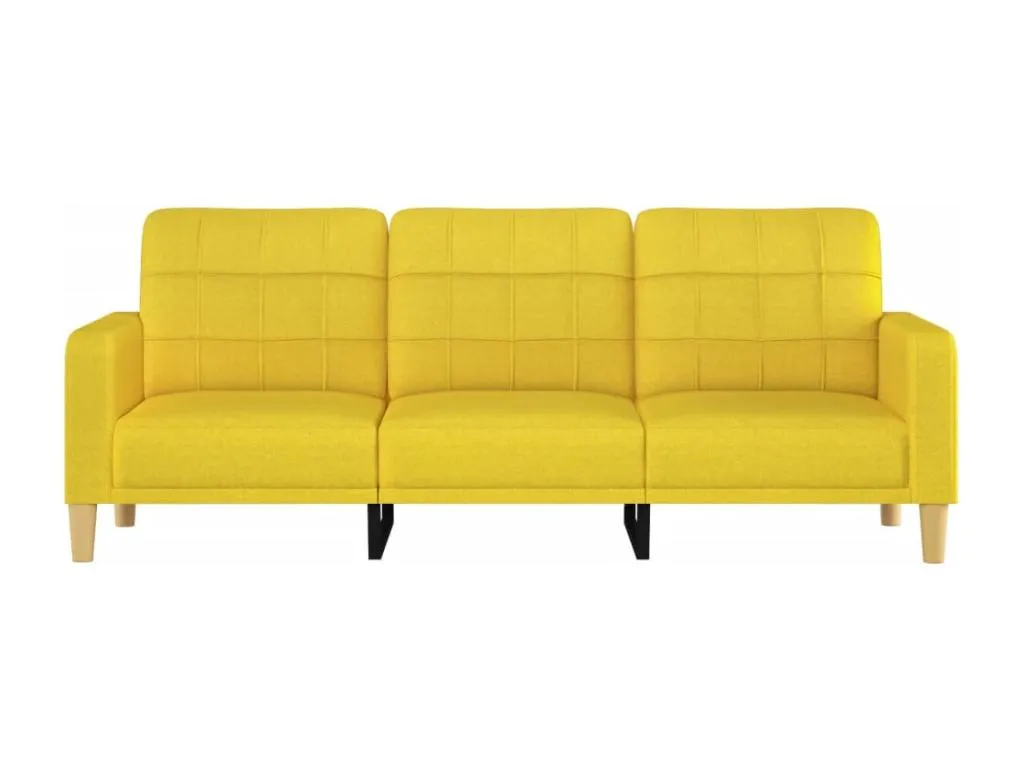 Sofá de tres plazas confeccionado en tela de color amarillo claro con una longitud de 180 cm rosv22680