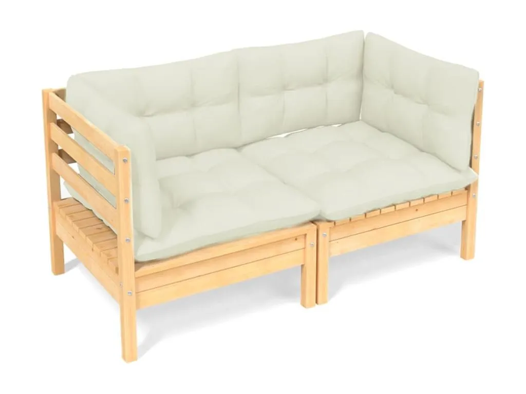 Sofá de jardín de 2 plazas con cojines Francomuebleses maciza Francomuebleses crema