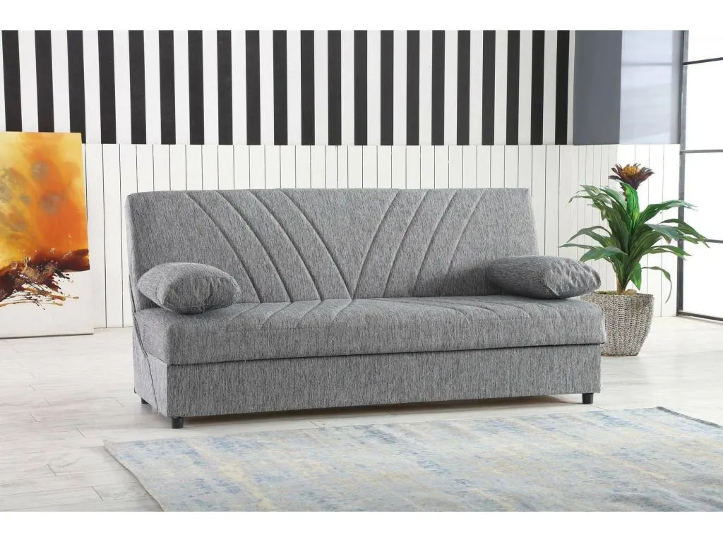 Sofá cama Decounico Sofá cama contenedor de 3 plazas con 2 cojines incluidos Sofá de salón en tela acolchada con apertura clic-Decounico 181x81h88