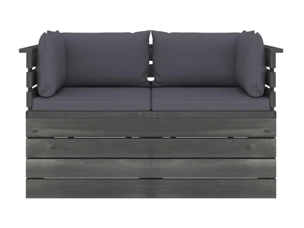 Sofá de palets de jardín 2 plazas y cojines Vivircalido maciza Vivircalido Marrón 01388svar