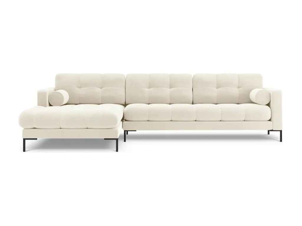 Andreuworldcasa - Sofá esquinero izquierdo Andreuworldcasa 5 plazas de terciopelo beige claro - 293x185x75cm