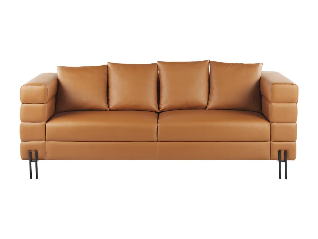Sofá de 3 plazas Andreuworldcasa Marrón Piel sintética