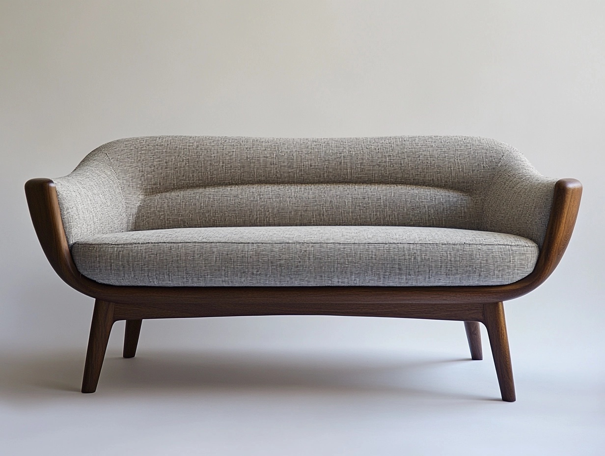 Sofá moderno de dos plazas en gris claro para sala estructura de madera tapizado de tela estilo nórdico 150x75x80 cm cómodo y elegante RN3165649