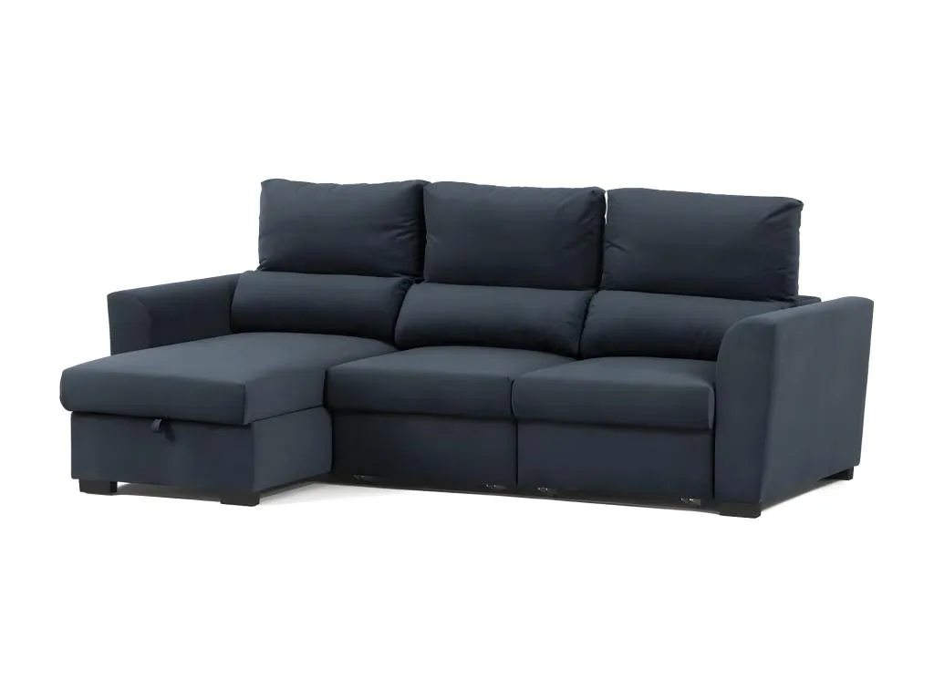 Sofá chaise longue 3 plazas reversible éster gris oscuro