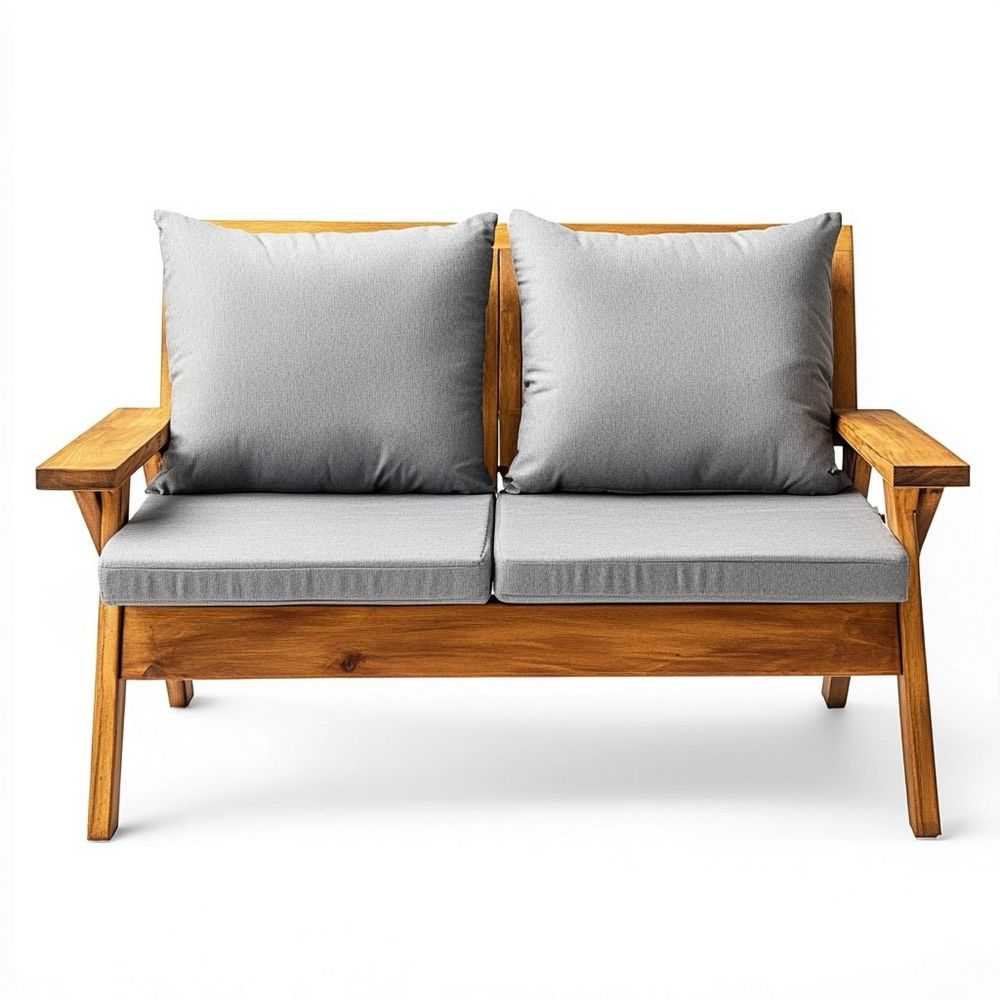 Sofá de Madera de Jardín 2 Plazas con Cojines Desmontables Gris 120x75x80cm