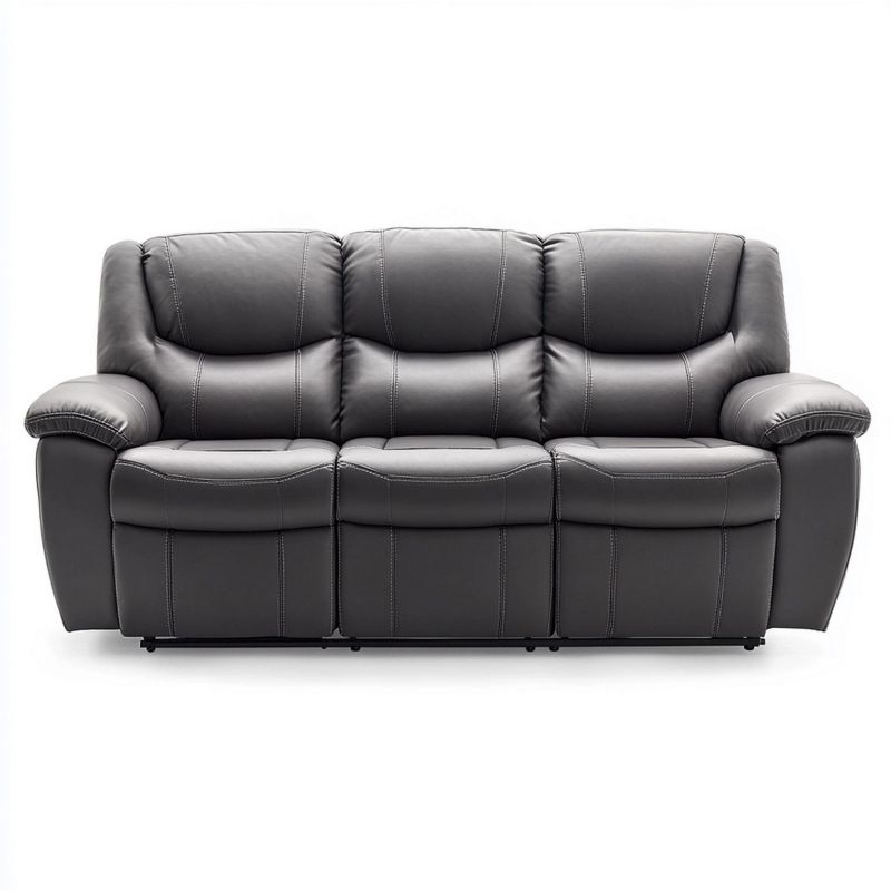 Sofá cómodo de tres plazas en cuero gris - Muebles modernos para sala de estar