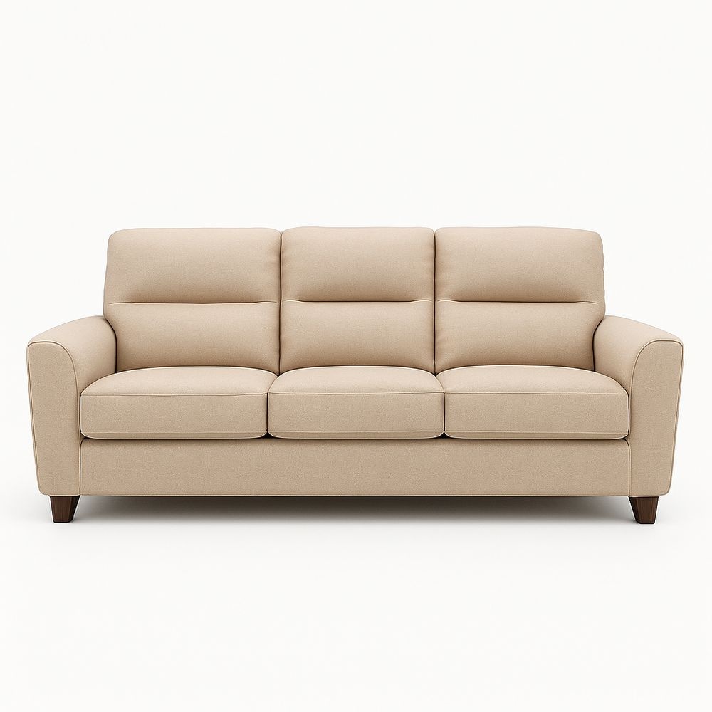 Sofá de Tres Plazas para Salón de Tela Beige Moderno Confortable