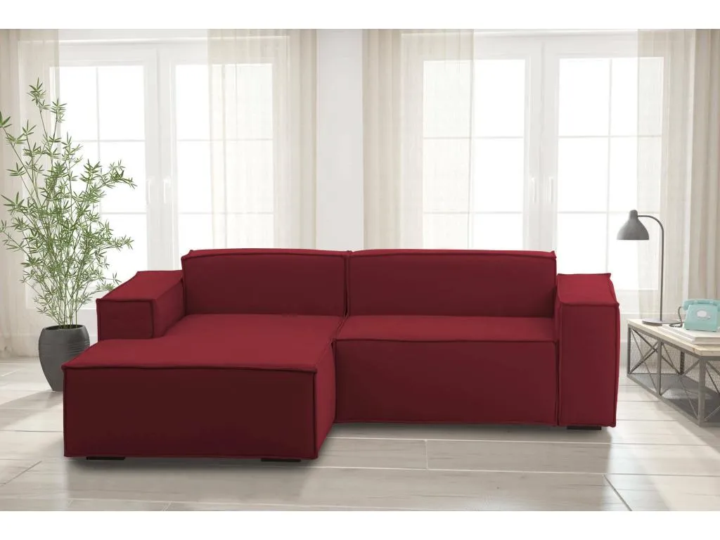 Sofá fijo Decoencanto Gran Sofá modular de 2 plazas península izquierda Made in Italy Sofá moderno en tela Cm 240x170h70 Rojo