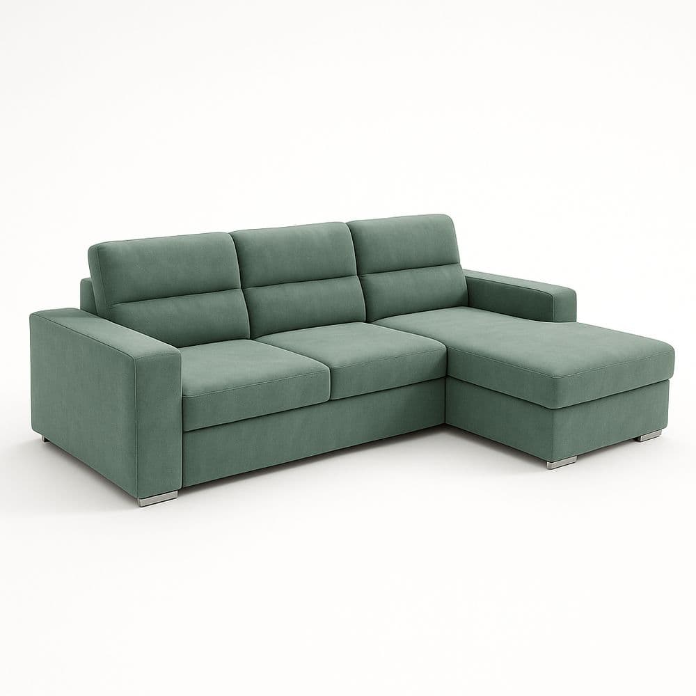 Sofá Esquinero Tela Verde 3 Plazas 230cm