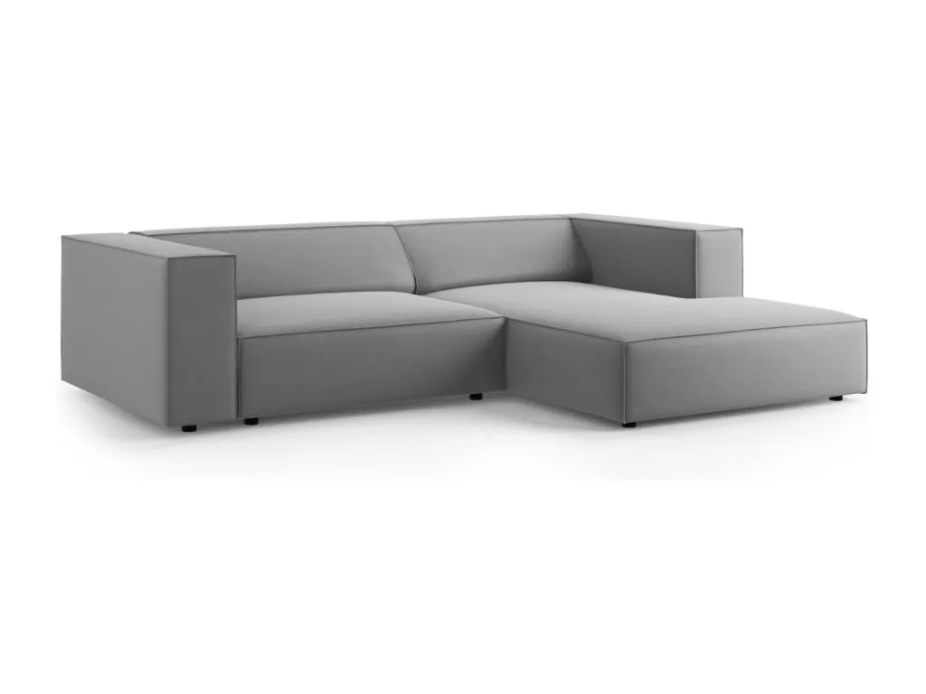 Hogarmini - Sofá esquinero derecho Hogarmini 3 plazas de terciopelo gris claro - 224x166x70cm 10923feer