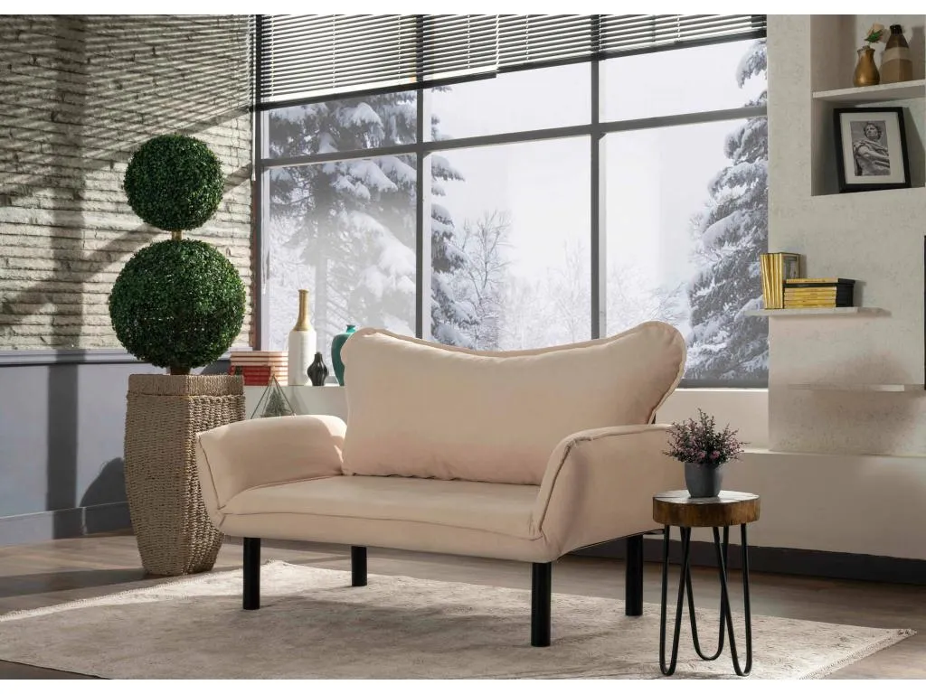 Sofá cama 2 plazas Luxmbls Sofá transformable Sofá para invitados Sillón cama con almacenaje 140x65 h70 cm Crema 25249IDCF