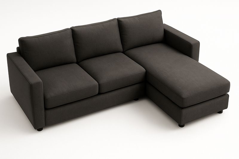Sofá rinconera L con chaise longue 230cm poliéster gris oscuro