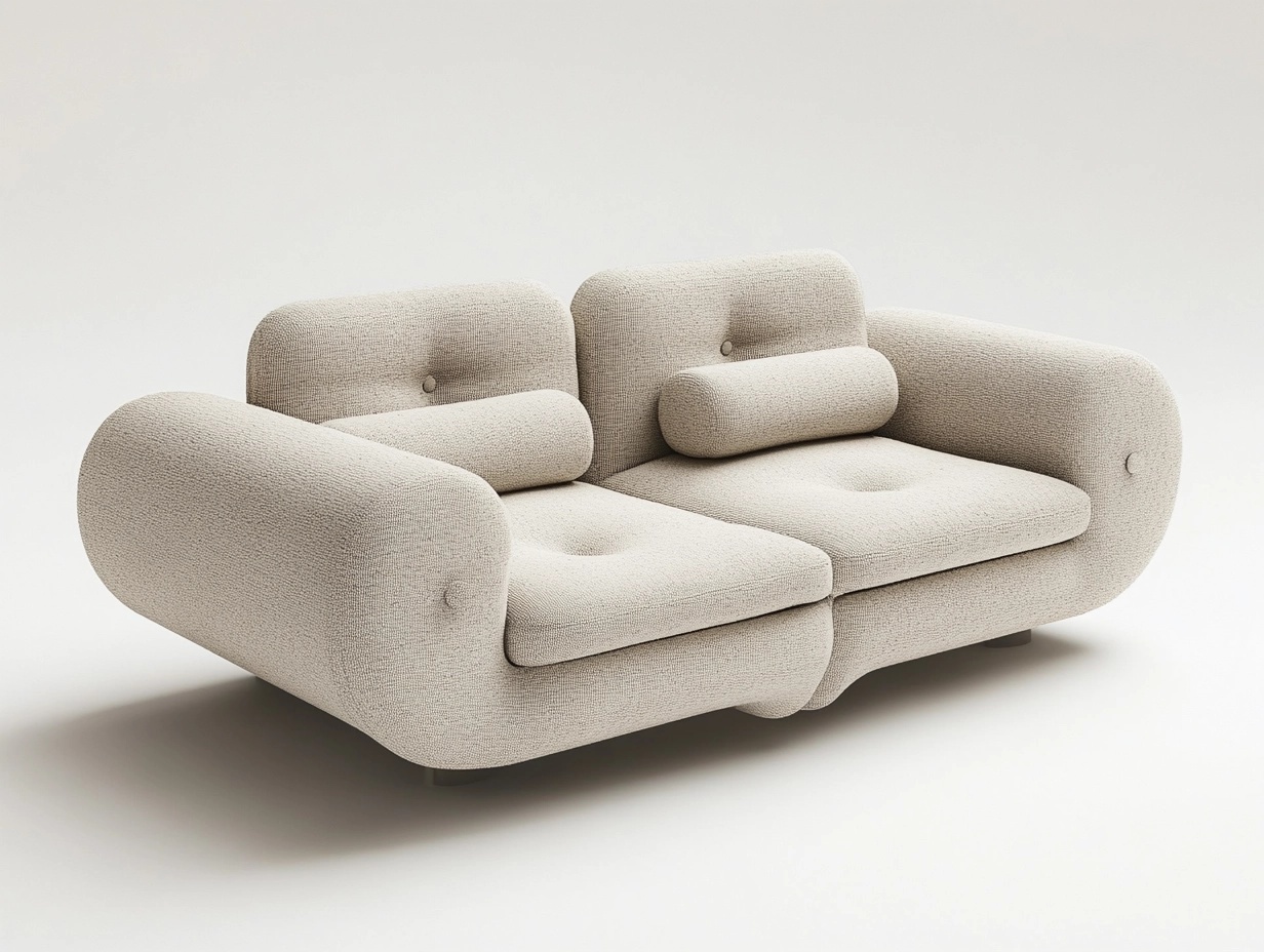 Sofá moderno tapizado en color crema de dos plazas con diseño ergonómico para salón fabricado en tela y espuma de alta densidad 180x95x80 cm DW6766836