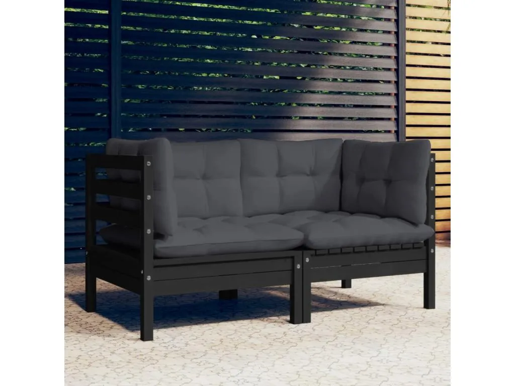 Sofá de jardín 2 plazas con cojines antracita Hogarmini 41221wytp