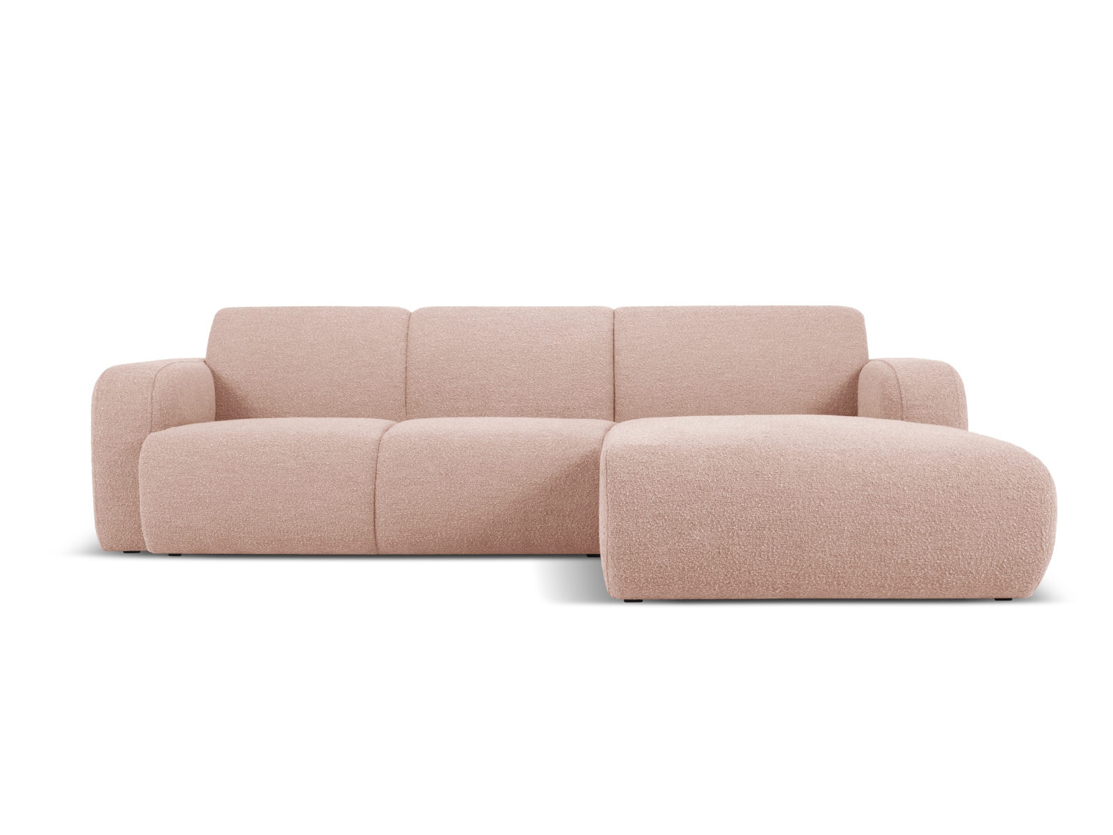 Sofá chaise longue derecho de 4 plazas en tela rosa empolvado ka1905x7