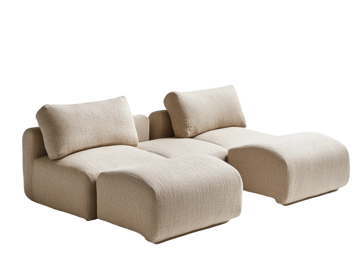 Sofá modular de doble chaise longue 250x100 cm en color beige de tela suave zq8201037